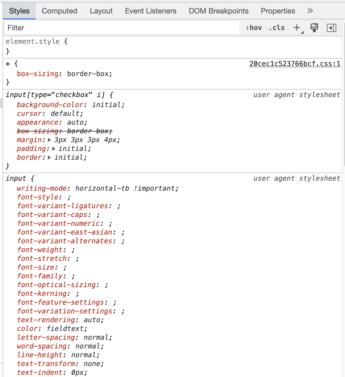 スクリーン・ショット：Stylesパネル